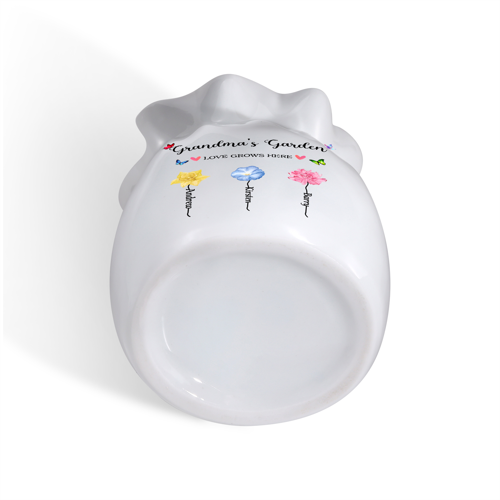 Personalisierte 2 Texte & 3 Namen & 3 Geburtsblumen -Omas Garten-Blumen Vase in 2 Größe für Mama/Oma 