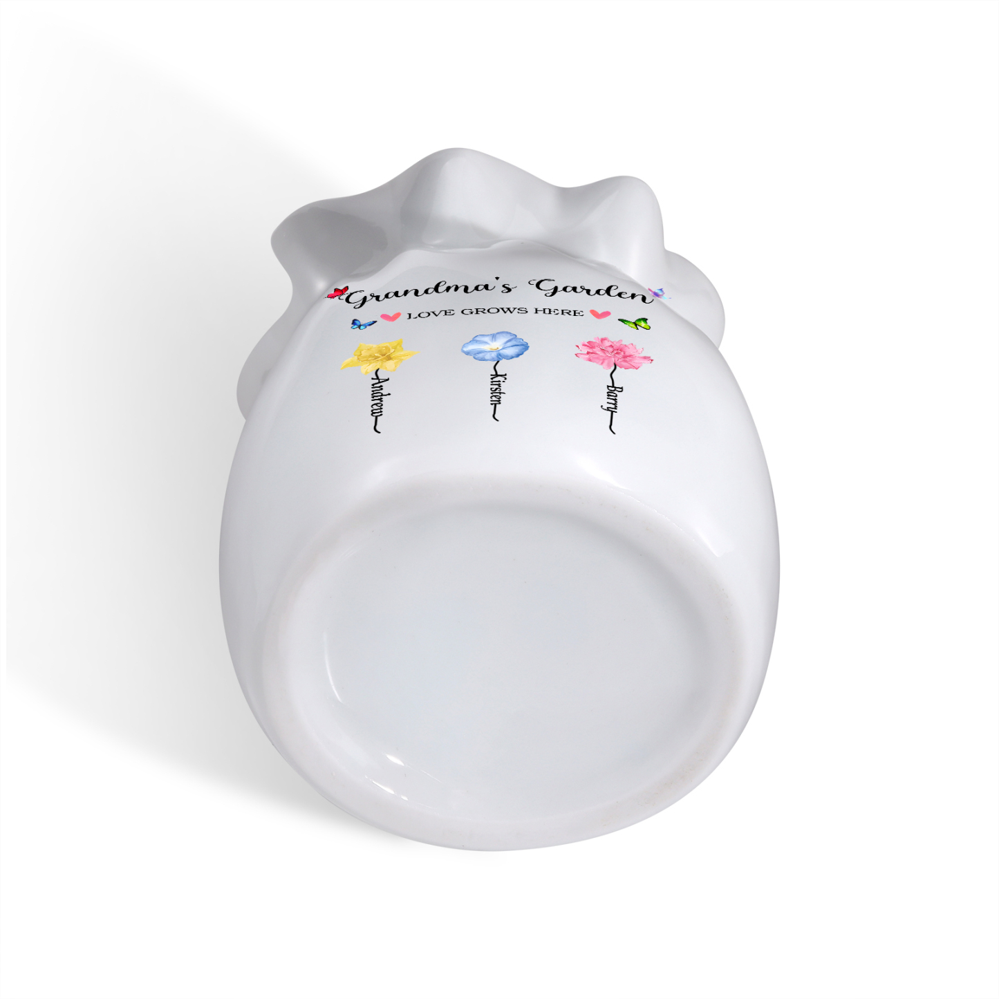 Personalisierte 2 Texte & 3 Namen & 3 Geburtsblumen -Omas Garten-Blumen Vase in 2 Größe für Mama/Oma 