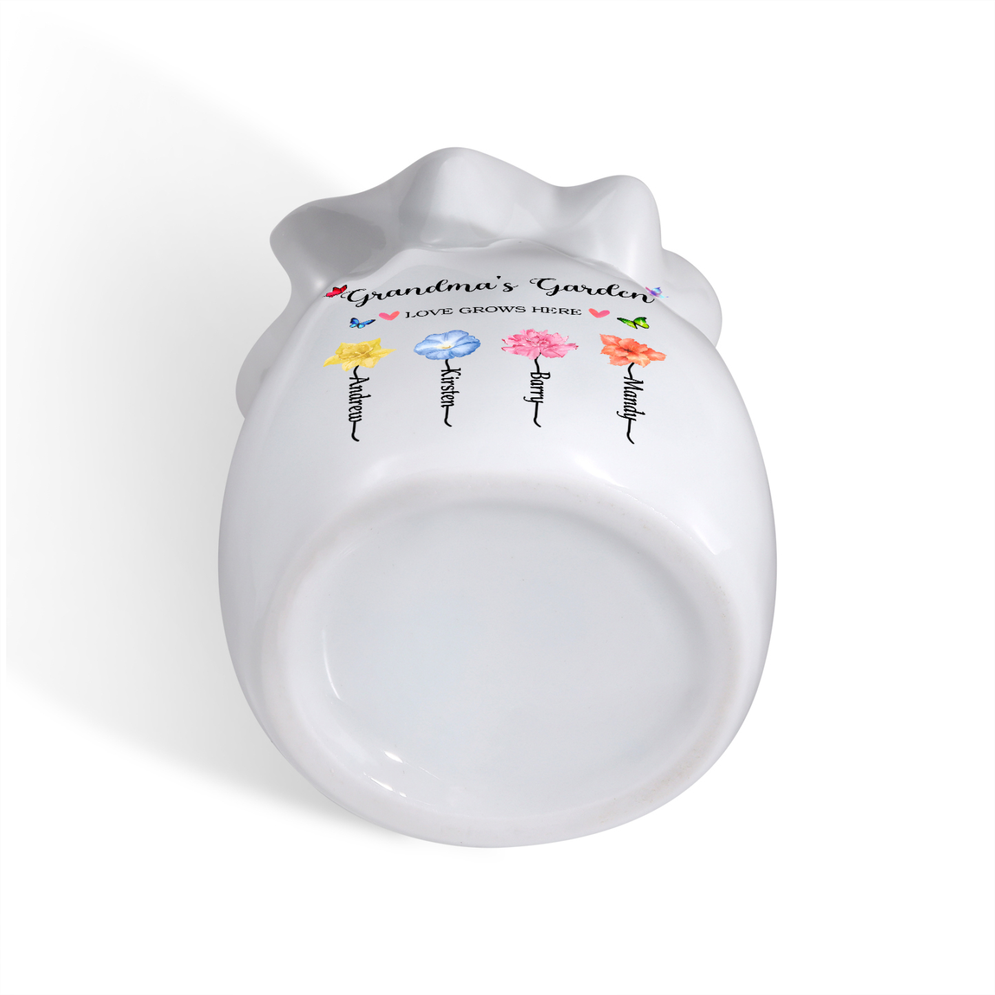 Personalisierte 2 Texte & 4 Namen & 4 Geburtsblumen -Omas Garten-Blumen Vase in 2 Größe für Mama/Oma 