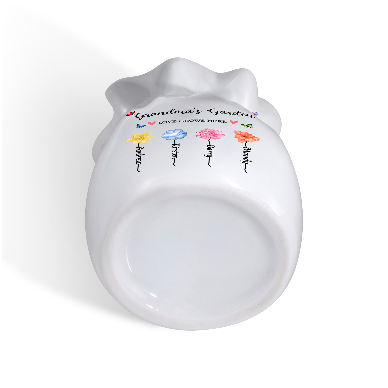 Personalisierte 2 Texte & 4 Namen & 4 Geburtsblumen -Omas Garten-Blumen Vase in 2 Größe für Mama/Oma 