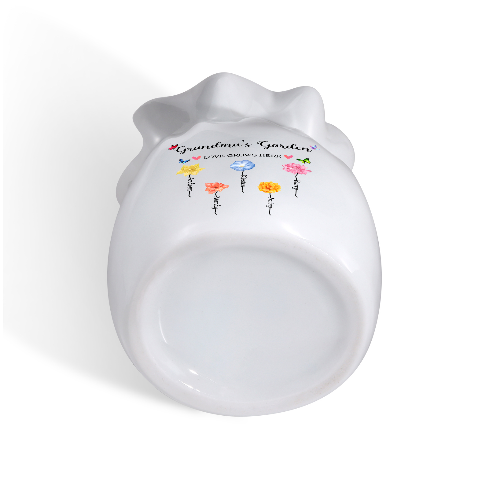 Personalisierte 2 Texte & 5 Namen & 5 Geburtsblumen -Omas Garten-Blumen Vase in 2 Größe für Mama/Oma 
