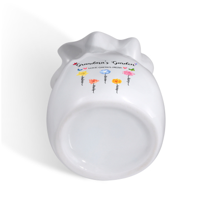 Personalisierte 2 Texte & 5 Namen & 5 Geburtsblumen -Omas Garten-Blumen Vase in 2 Größe für Mama/Oma 