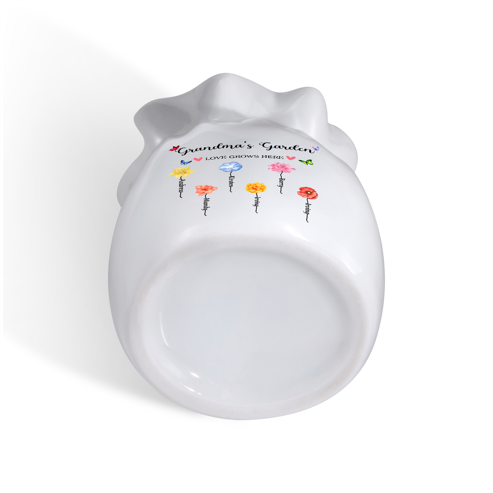 Personalisierte 2 Texte & 6 Namen & 6 Geburtsblumen -Omas Garten-Blumen Vase in 2 Größe für Mama/Oma 