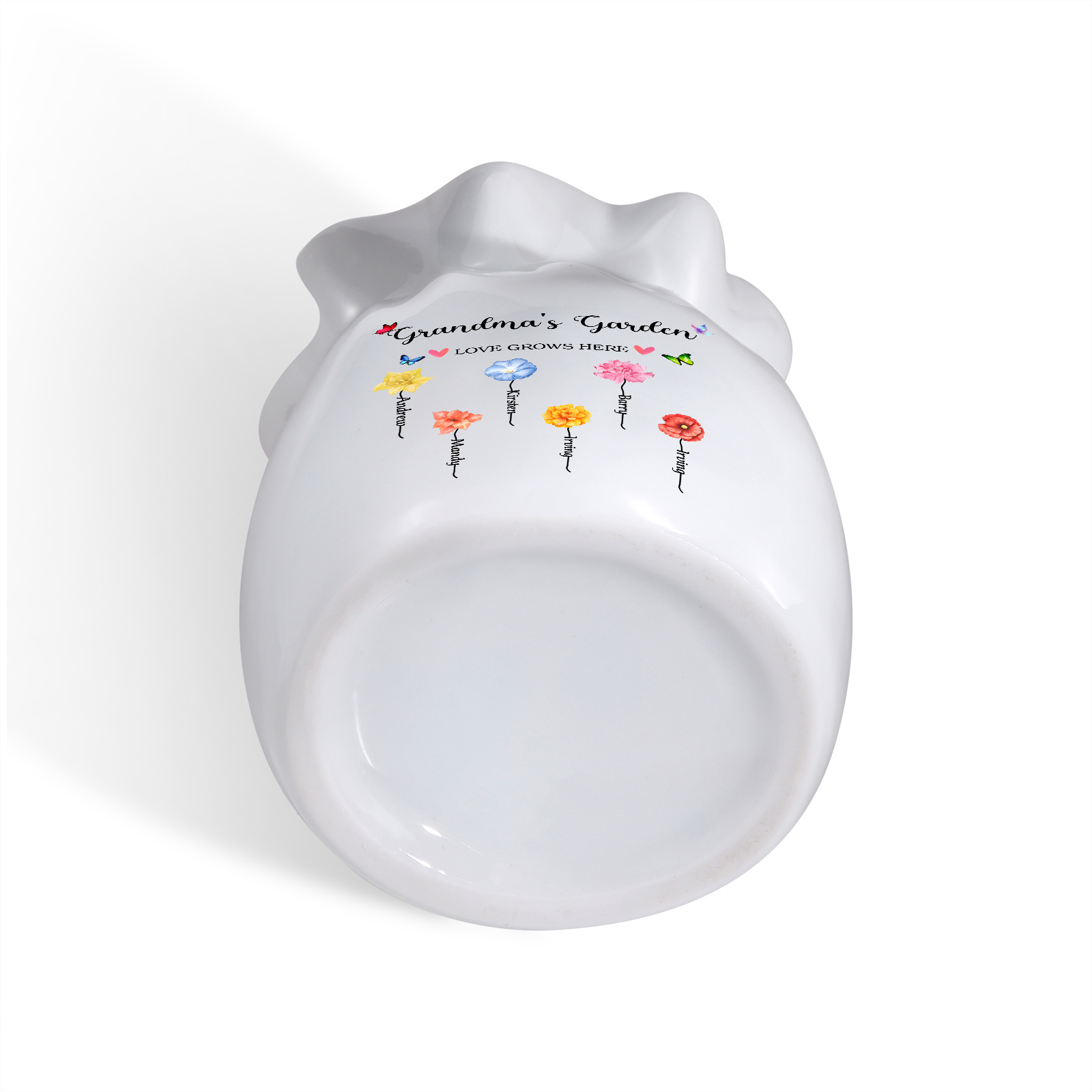 Personalisierte 2 Texte & 6 Namen & 6 Geburtsblumen -Omas Garten-Blumen Vase in 2 Größe für Mama/Oma 