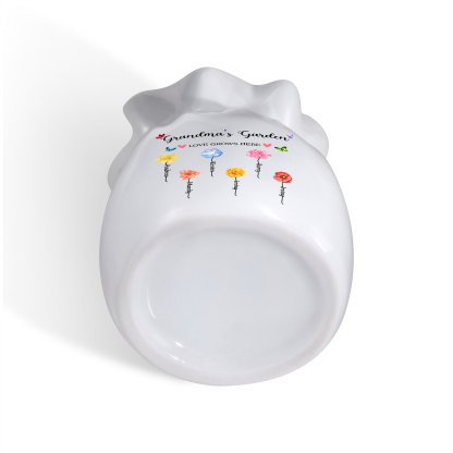 Personalisierte 2 Texte & 6 Namen & 6 Geburtsblumen -Omas Garten-Blumen Vase in 2 Größe für Mama/Oma 