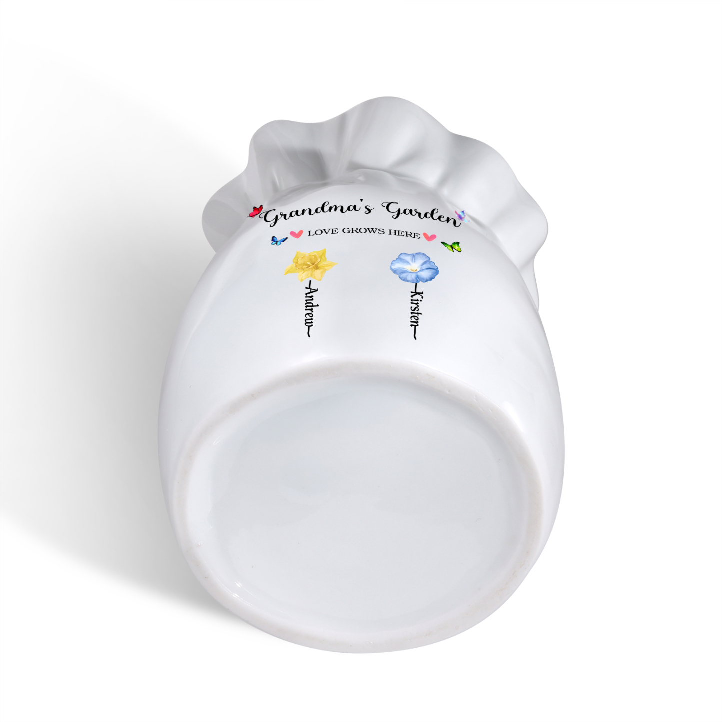 Personalisierte 2 Texte & 2 Namen & 2 Geburtsblumen -Omas Garten-Blumen Vase in 2 Größe für Mama/Oma 