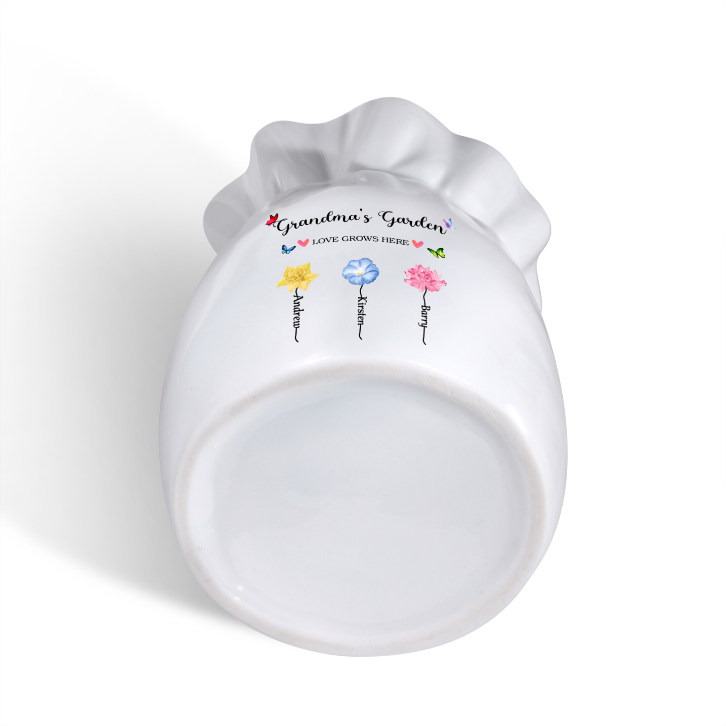 Personalisierte 2 Texte & 3 Namen & 3 Geburtsblumen -Omas Garten-Blumen Vase in 2 Größe für Mama/Oma 