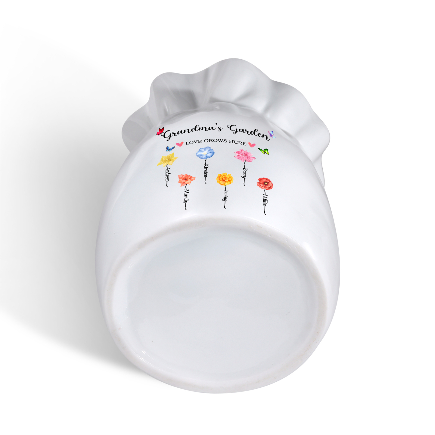 Personalisierte 2 Texte & 6 Namen & 6 Geburtsblumen -Omas Garten-Blumen Vase in 2 Größe für Mama/Oma 