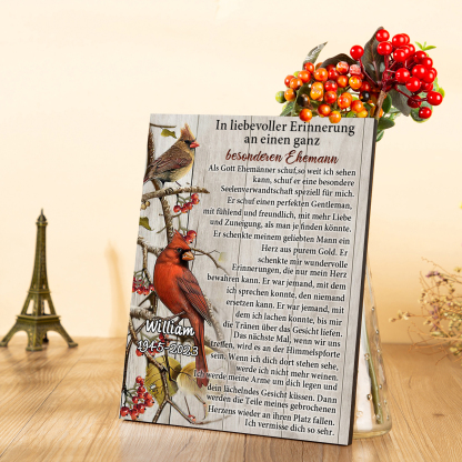 Erinnerung Holzbild - Personalisierter Name & Jahr In liebevoller Erinnerung an einen ganz besonderen Ehemann Holzdekoration zum Gedenken