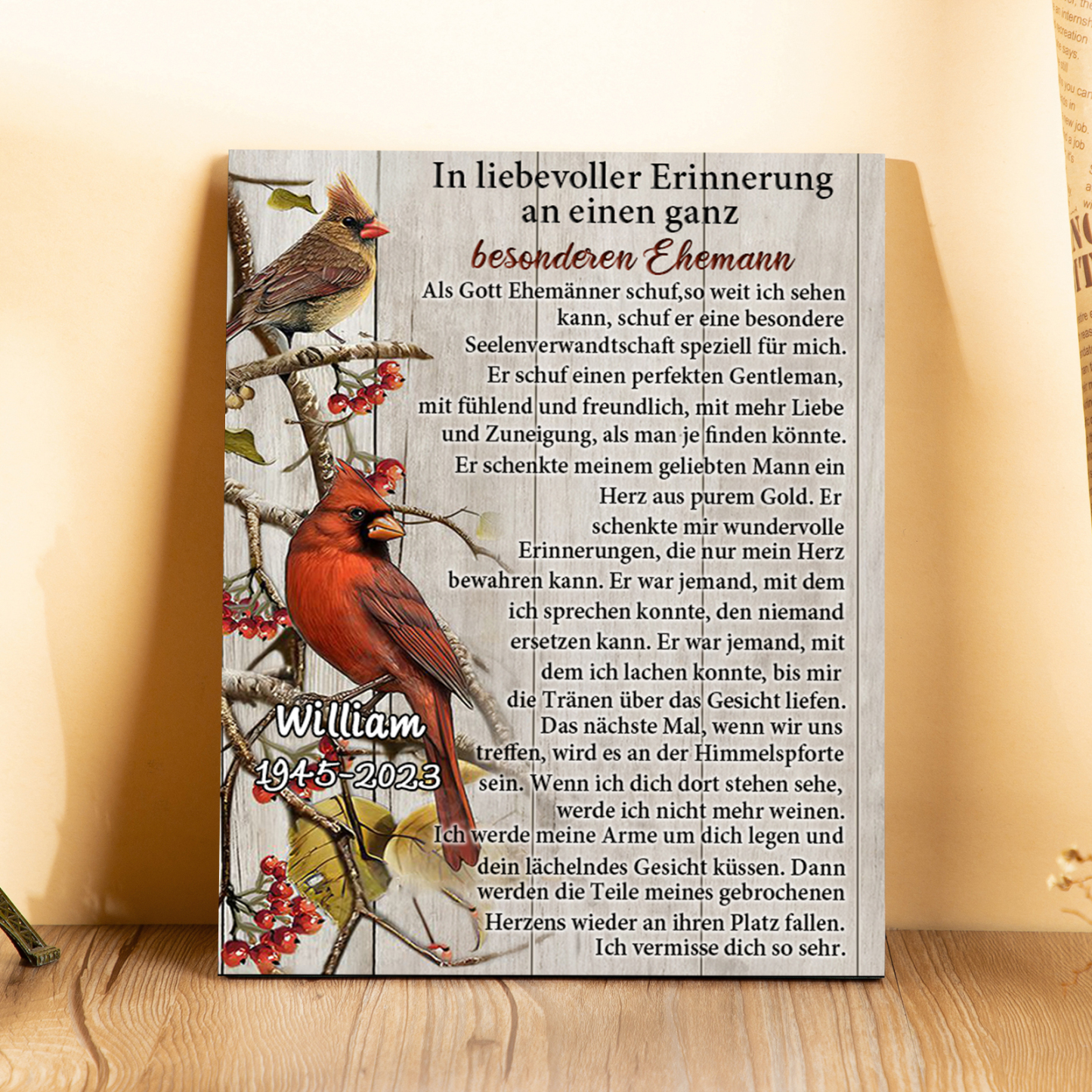 Erinnerung Holzbild - Personalisierter Name & Jahr In liebevoller Erinnerung an einen ganz besonderen Ehemann Holzdekoration zum Gedenken