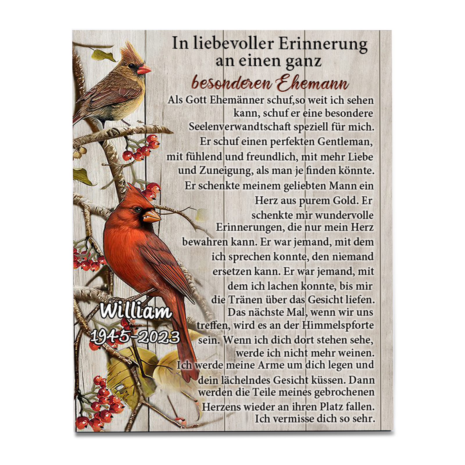 Erinnerung Holzbild - Personalisierter Name & Jahr In liebevoller Erinnerung an einen ganz besonderen Ehemann Holzdekoration zum Gedenken