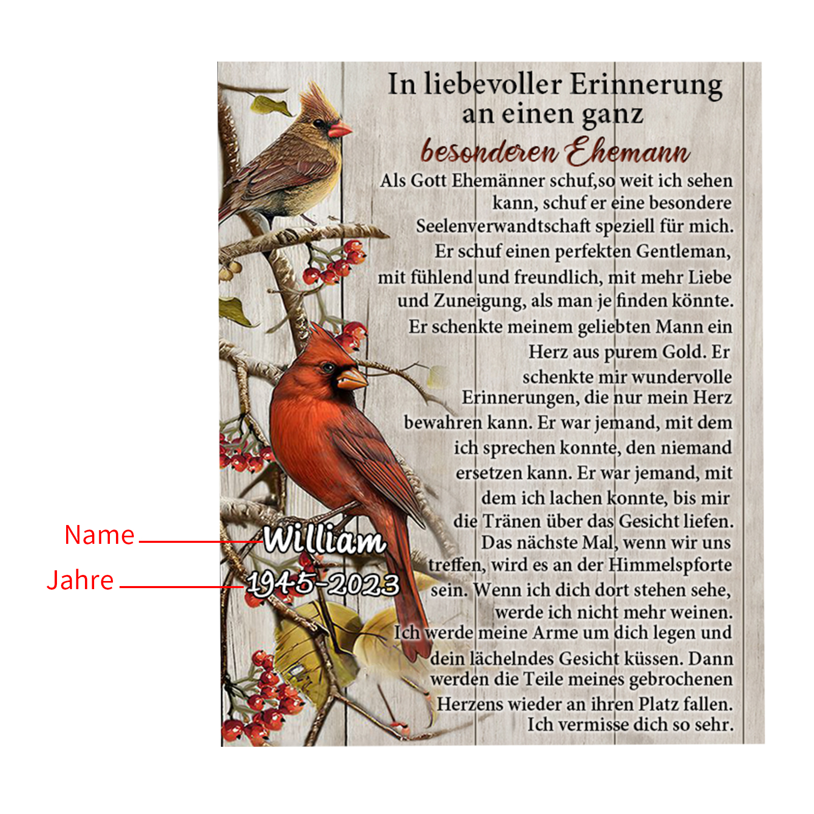 Erinnerung Holzbild - Personalisierter Name & Jahr In liebevoller Erinnerung an einen ganz besonderen Ehemann Holzdekoration zum Gedenken