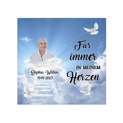Personalisierte 2 Texte & Foto Quadrat Acryl-Deko-Für immer in meinem Herzen-Trauer Schreibtischdekoration