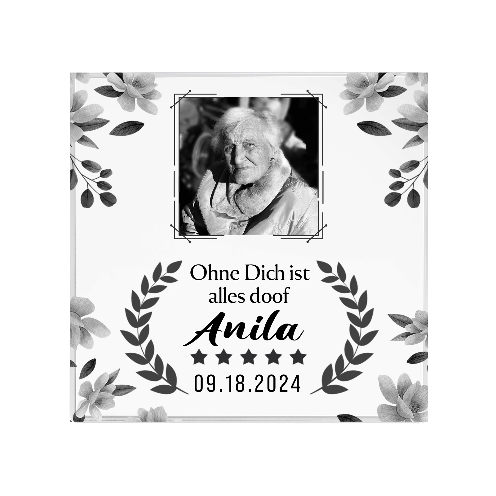 Personalisierte 2 Texte & Foto Quadrat Acryl-Deko-Ohne dich ist alles doof-Trauer Schreibtischdekoration