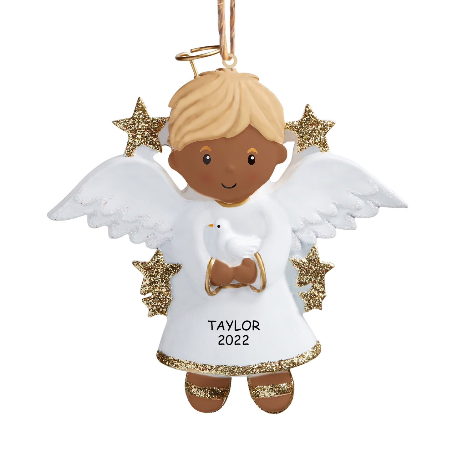 Personalisierter 1 Name & Jahr Weihnachtsengel Holz-Anhänger – Festliche Dekoration für Jungen
