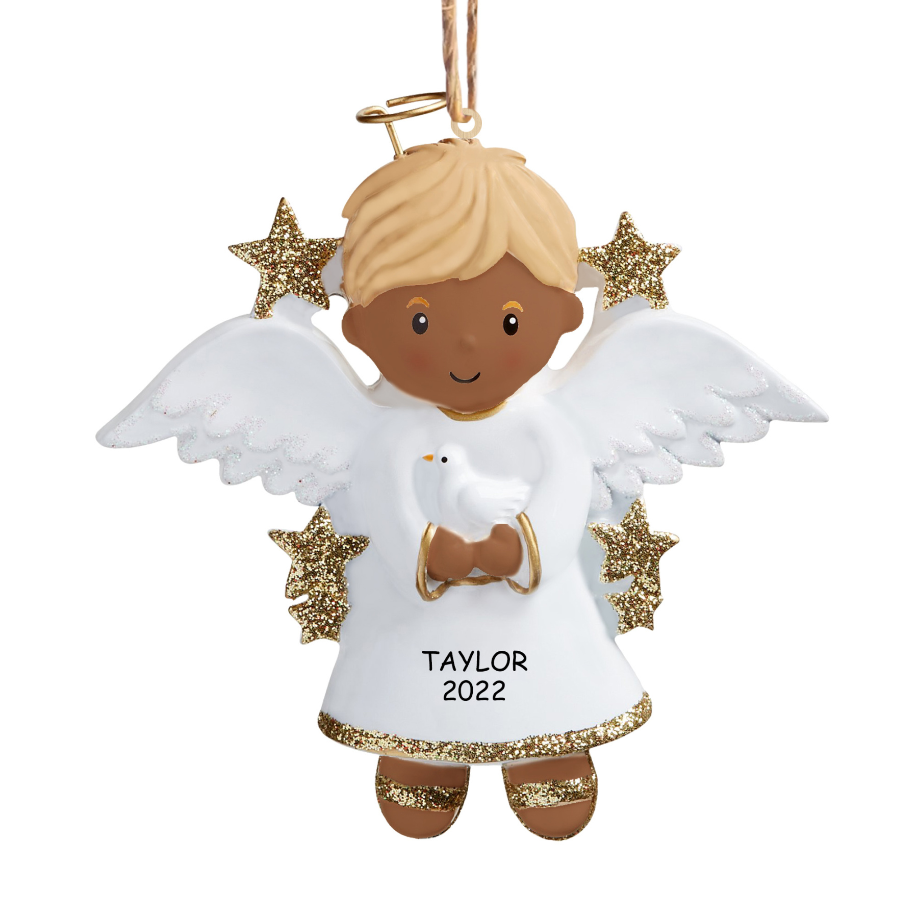Personalisierter 1 Name & Jahr Weihnachtsengel Holz-Anhänger – Festliche Dekoration für Jungen