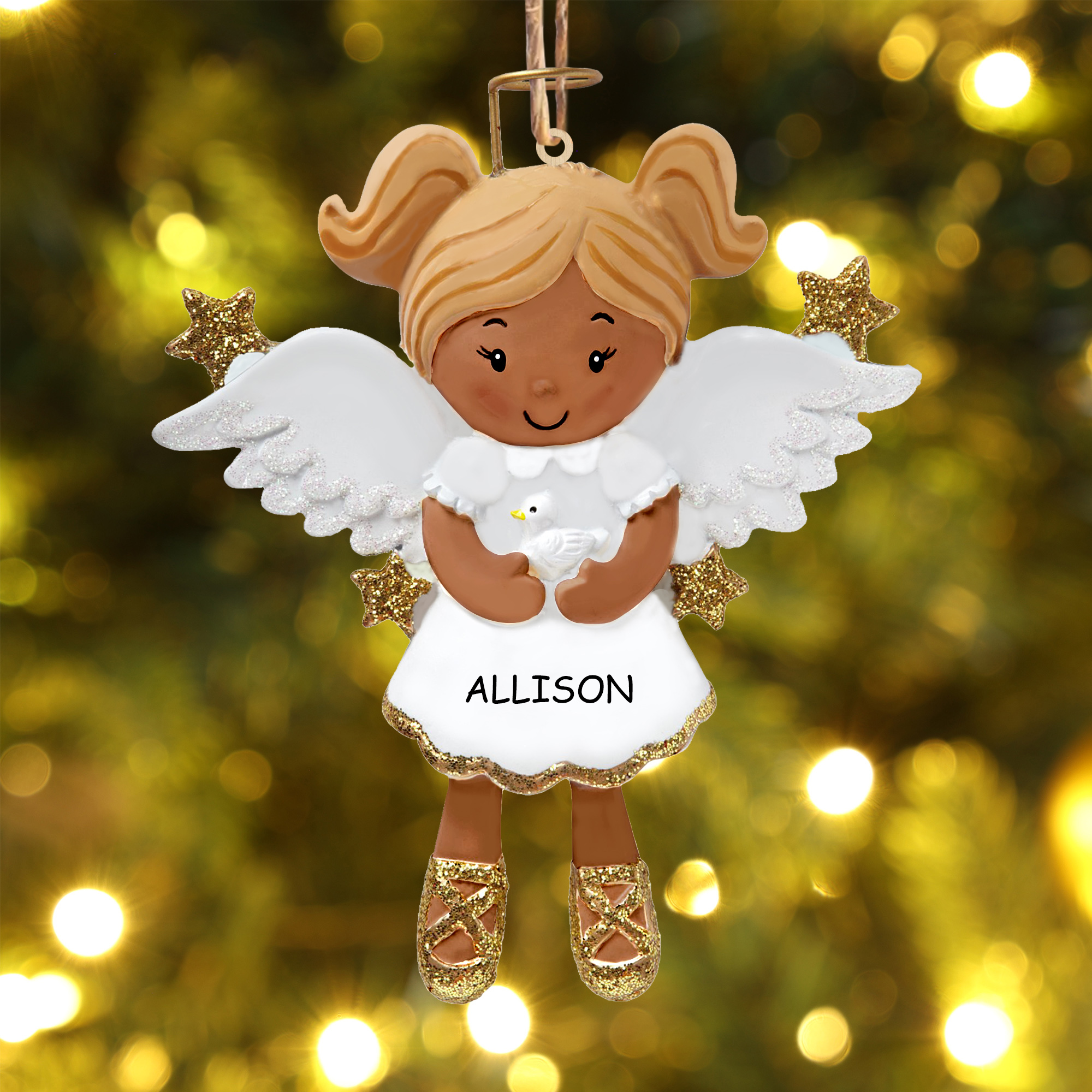 Personalisierter 1 Name & Jahr Weihnachtsengel Holz-Anhänger – Festliche Dekoration für Mädchen