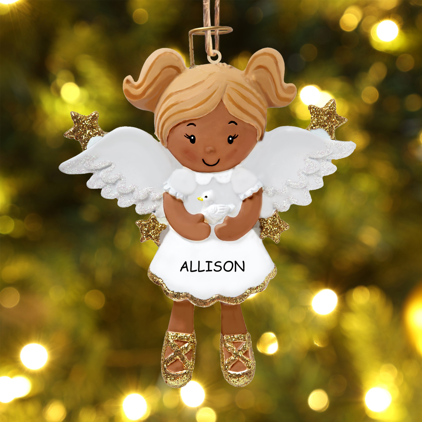 Personalisierter 1 Name & Jahr Weihnachtsengel Holz-Anhänger – Festliche Dekoration für Mädchen
