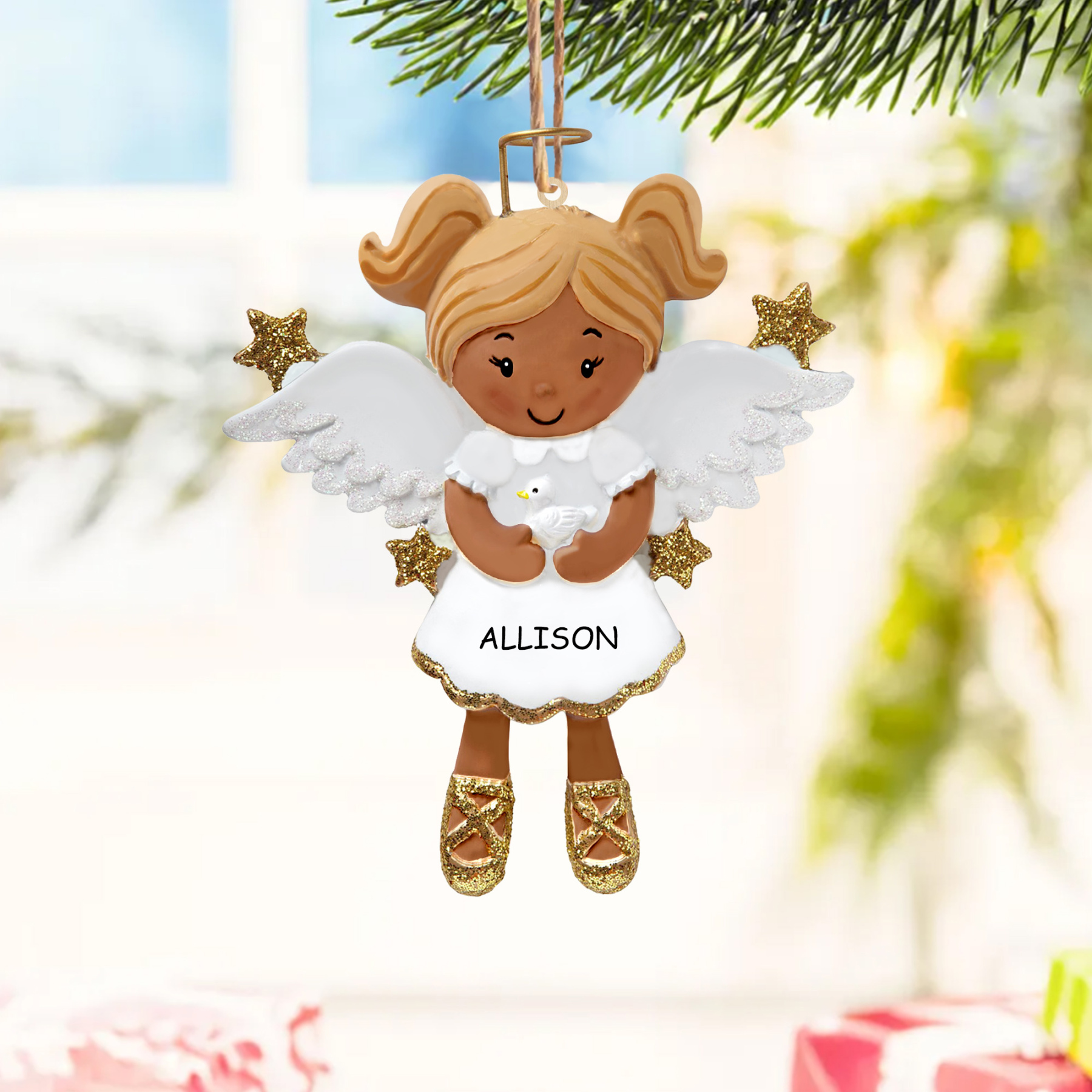 Personalisierter 1 Name & Jahr Weihnachtsengel Holz-Anhänger – Festliche Dekoration für Mädchen