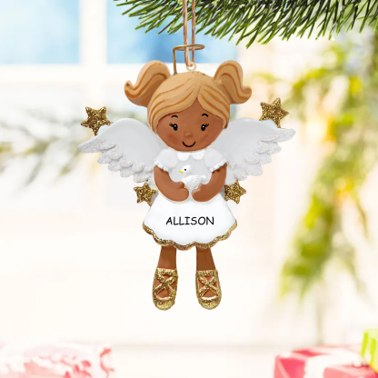 Personalisierter 1 Name & Jahr Weihnachtsengel Holz-Anhänger – Festliche Dekoration für Mädchen