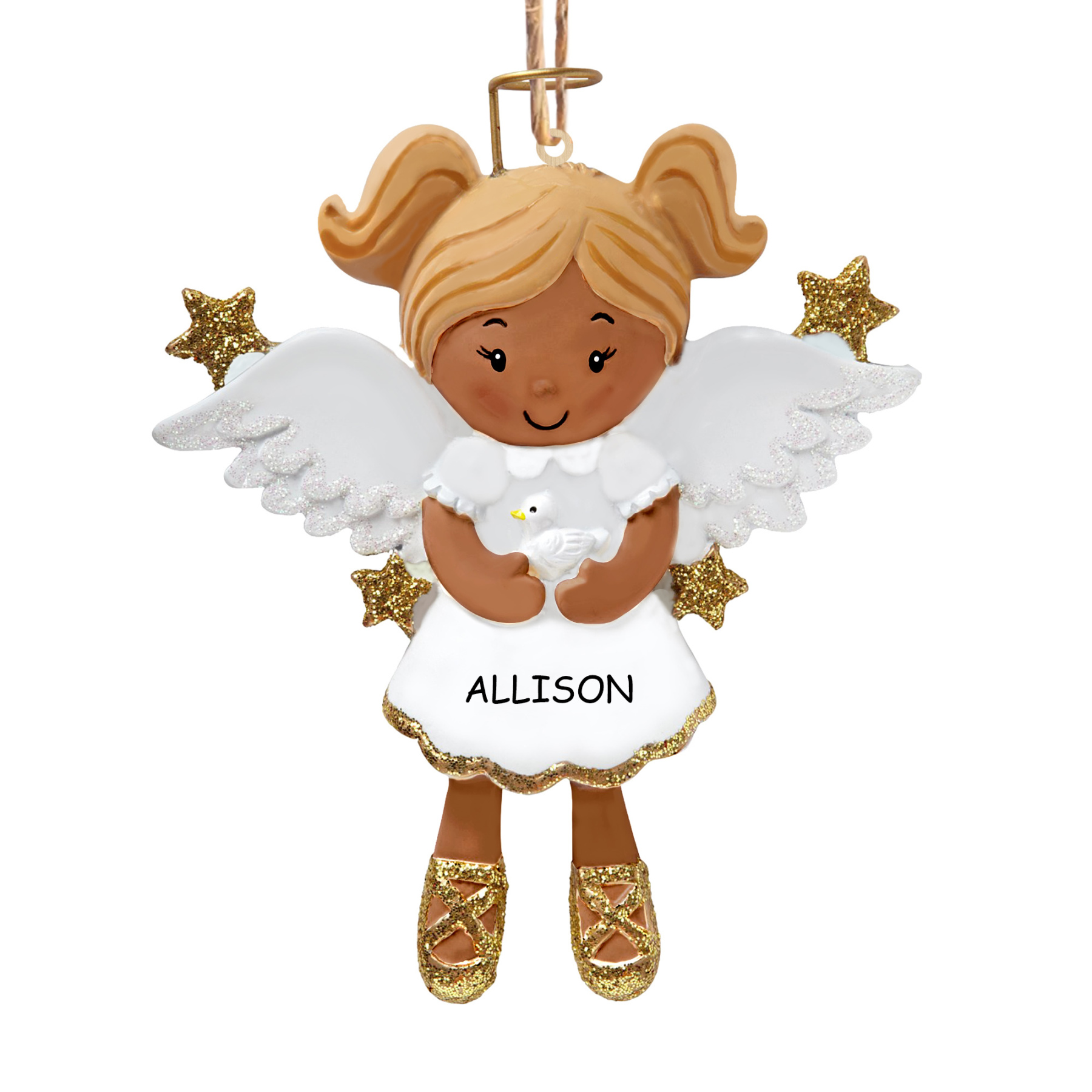 Personalisierter 1 Name & Jahr Weihnachtsengel Holz-Anhänger – Festliche Dekoration für Mädchen
