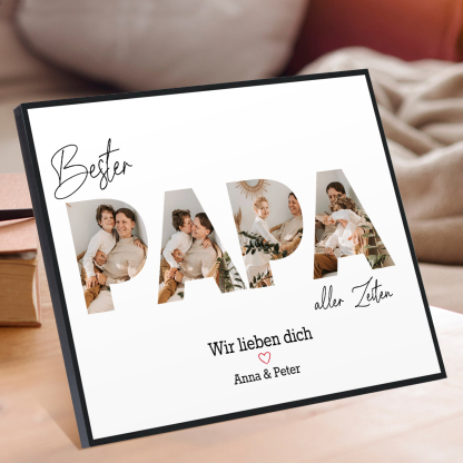 Personalisierter Text & 4 Fotos Holzbild Geschenk für Großeltern Familie