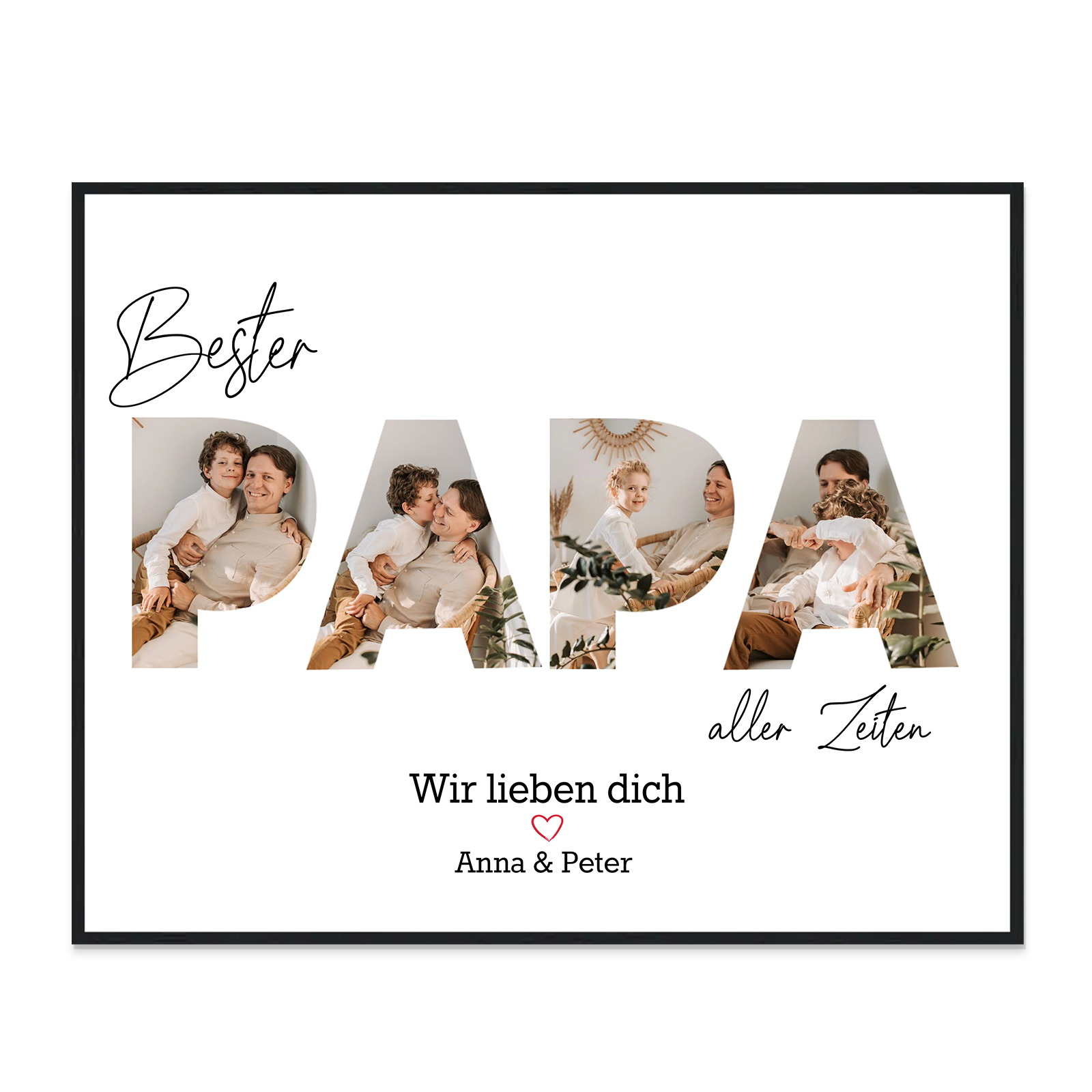 Personalisierter Text & 4 Fotos Holzbild Geschenk für Großeltern Familie