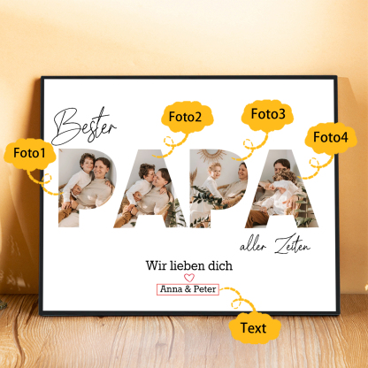 Personalisierter Text & 4 Fotos Holzbild Geschenk für Großeltern Familie
