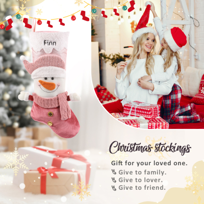 Weihnachtssocke-Personalisierter 1 Name Rosa Polyester Kinder Süßigkeiten Weihnachtsstrumpf