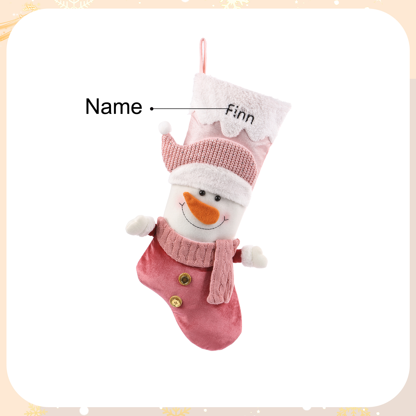 Weihnachtssocke-Personalisierter 1 Name Rosa Polyester Kinder Süßigkeiten Weihnachtsstrumpf