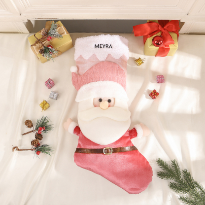 Weihnachtssocke-Personalisierter 1 Name Rosa Polyester Kinder Süßigkeiten Weihnachtsstrumpf