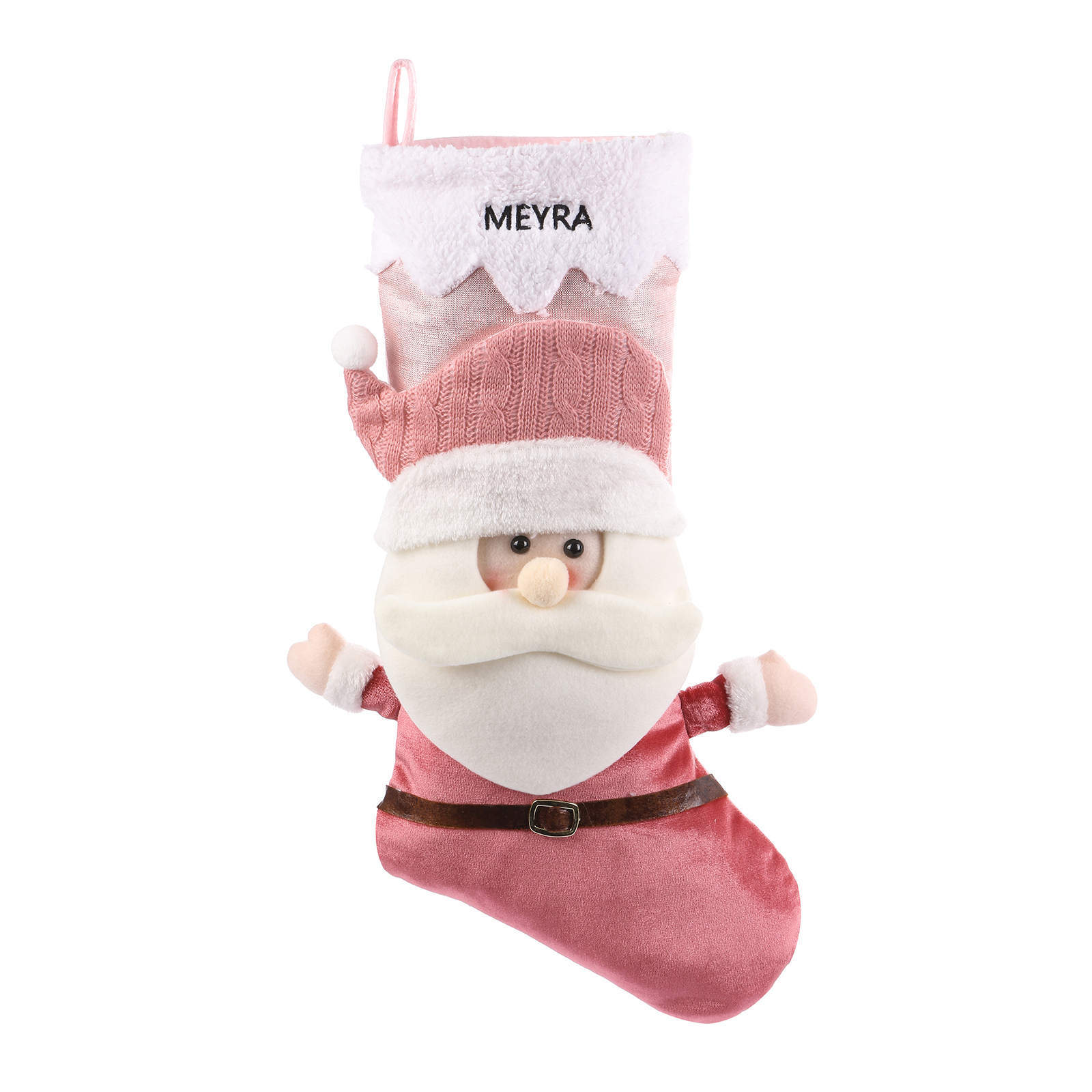 Weihnachtssocke-Personalisierter 1 Name Rosa Polyester Kinder Süßigkeiten Weihnachtsstrumpf