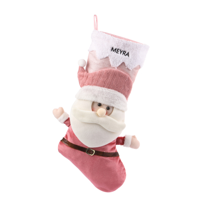 Weihnachtssocke-Personalisierter 1 Name Rosa Polyester Kinder Süßigkeiten Weihnachtsstrumpf