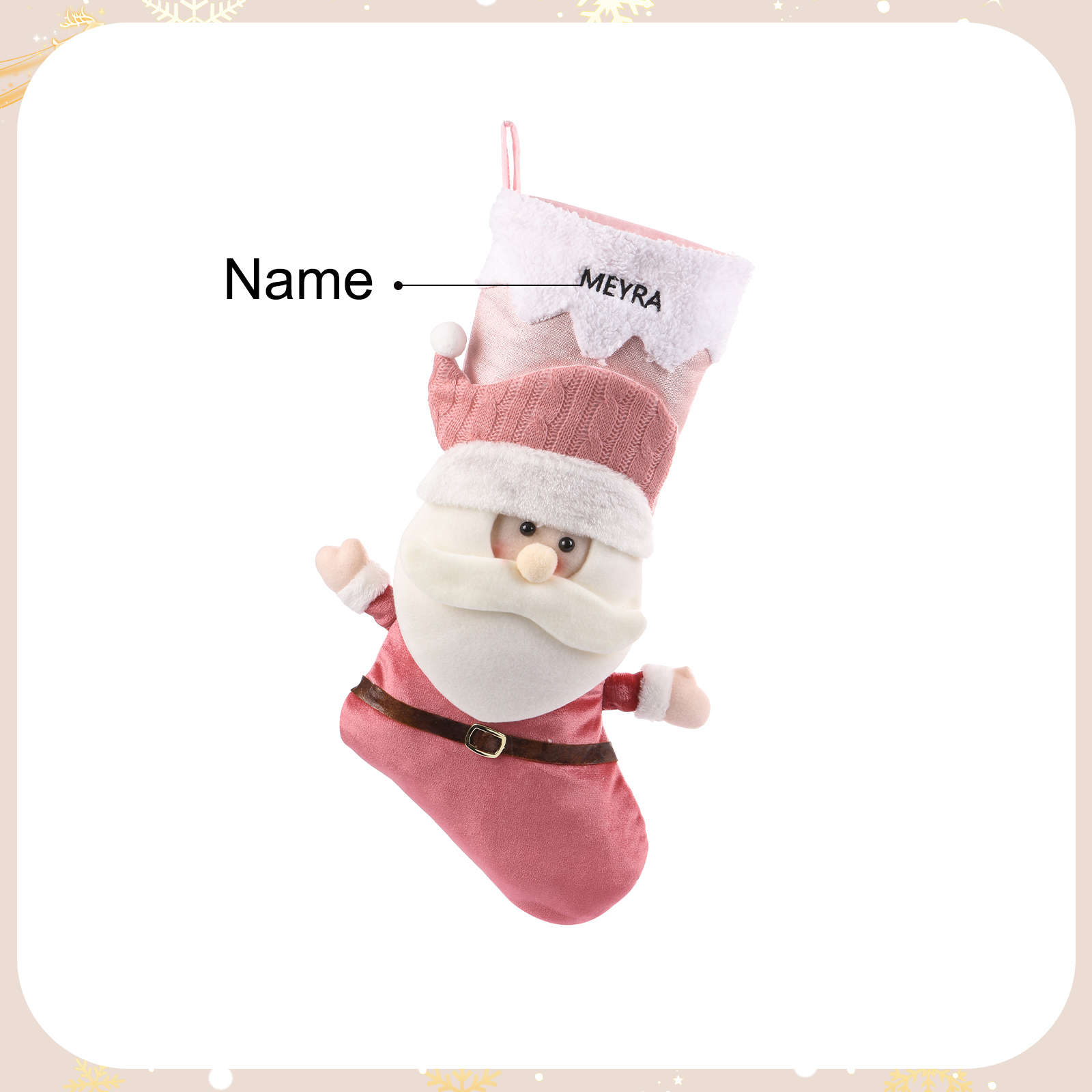 Weihnachtssocke-Personalisierter 1 Name Rosa Polyester Kinder Süßigkeiten Weihnachtsstrumpf