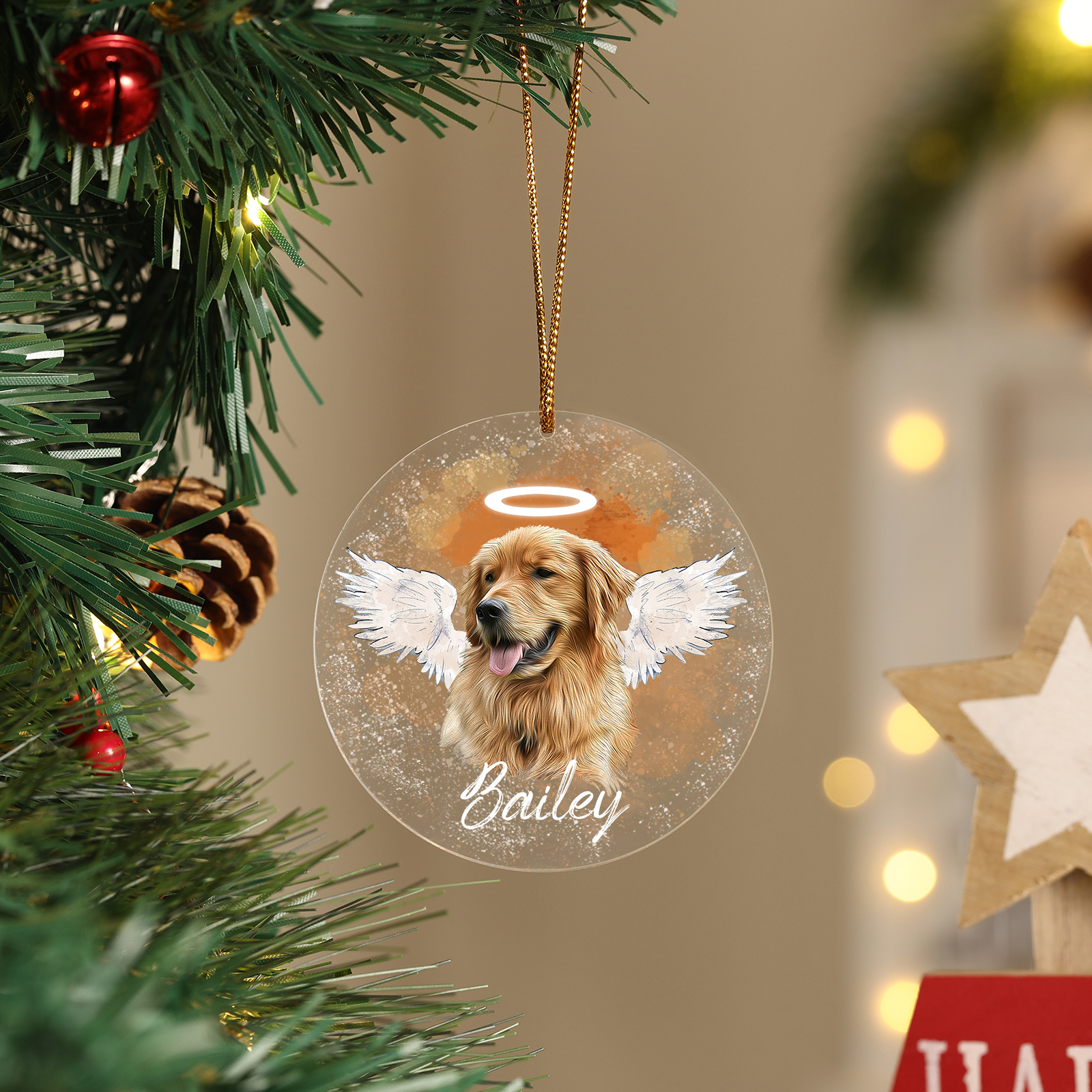 Acryl Weihnachtsornament-Personalisierter 1 Name & Foto Haustier Weihnachtsanhänger – Ein besonderes Andenken