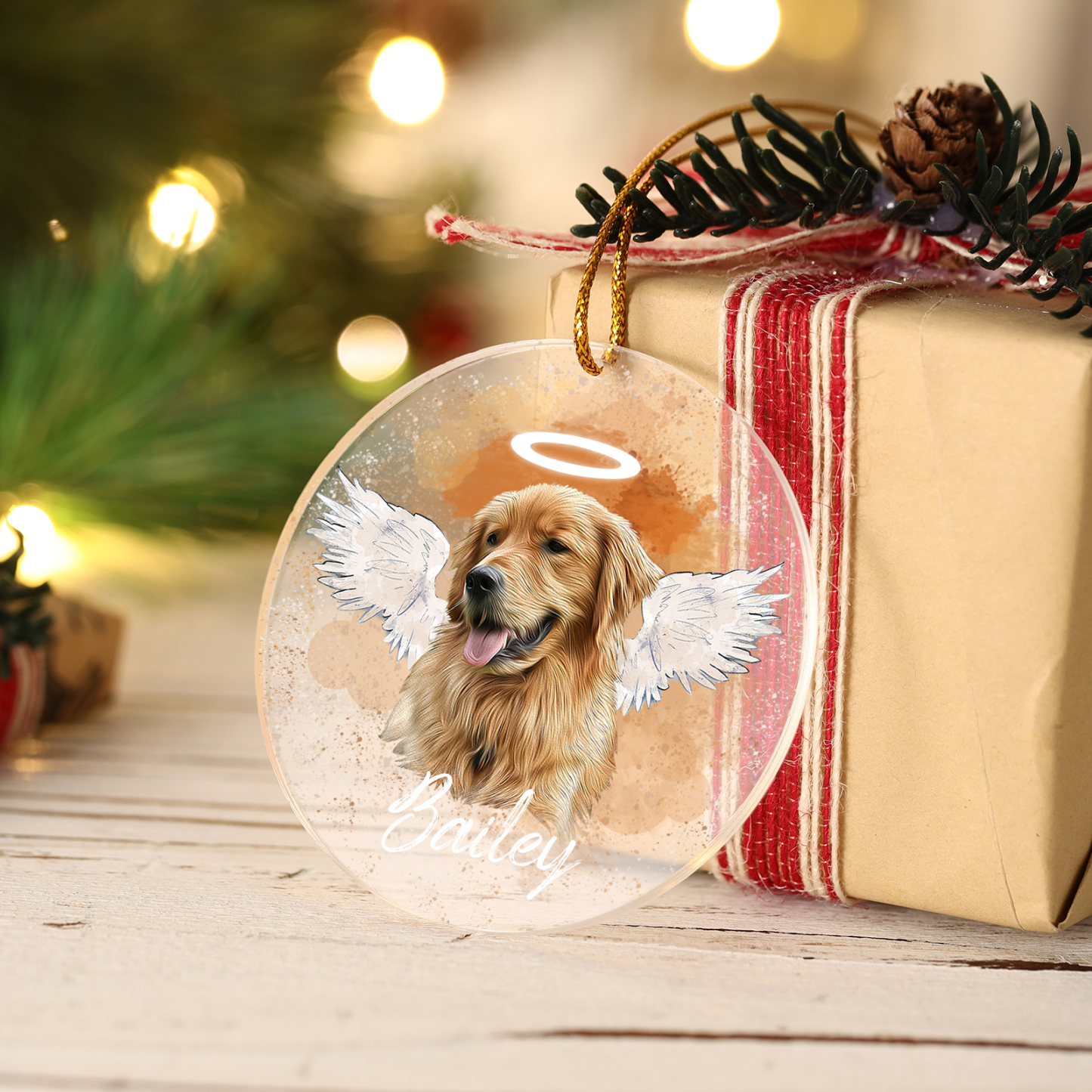 Acryl Weihnachtsornament-Personalisierter 1 Name & Foto Haustier Weihnachtsanhänger – Ein besonderes Andenken