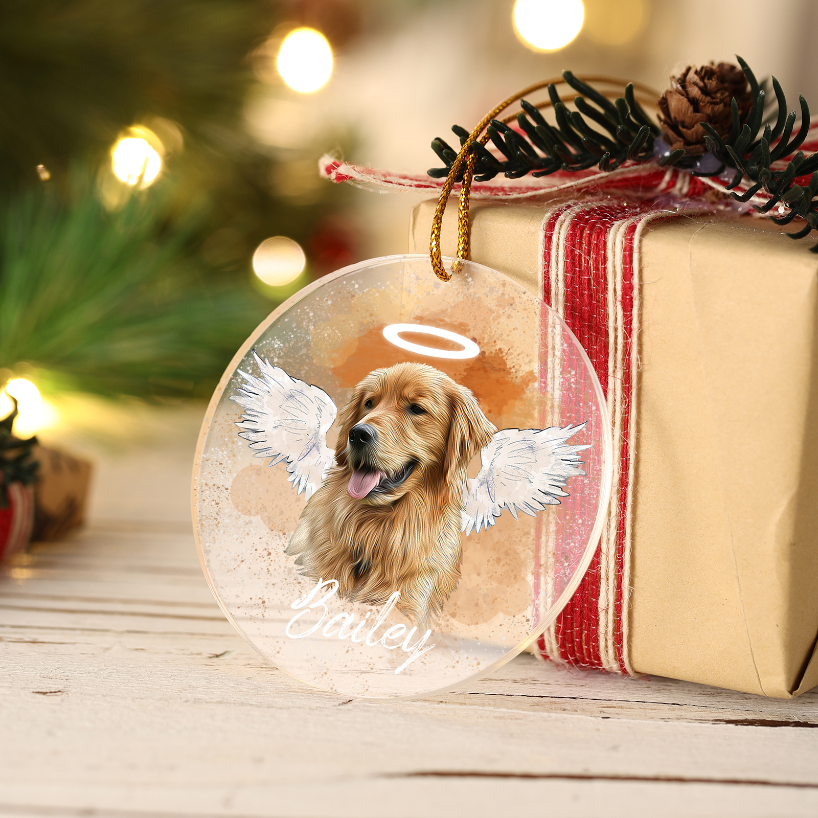 Acryl Weihnachtsornament-Personalisierter 1 Name & Foto Haustier Weihnachtsanhänger – Ein besonderes Andenken