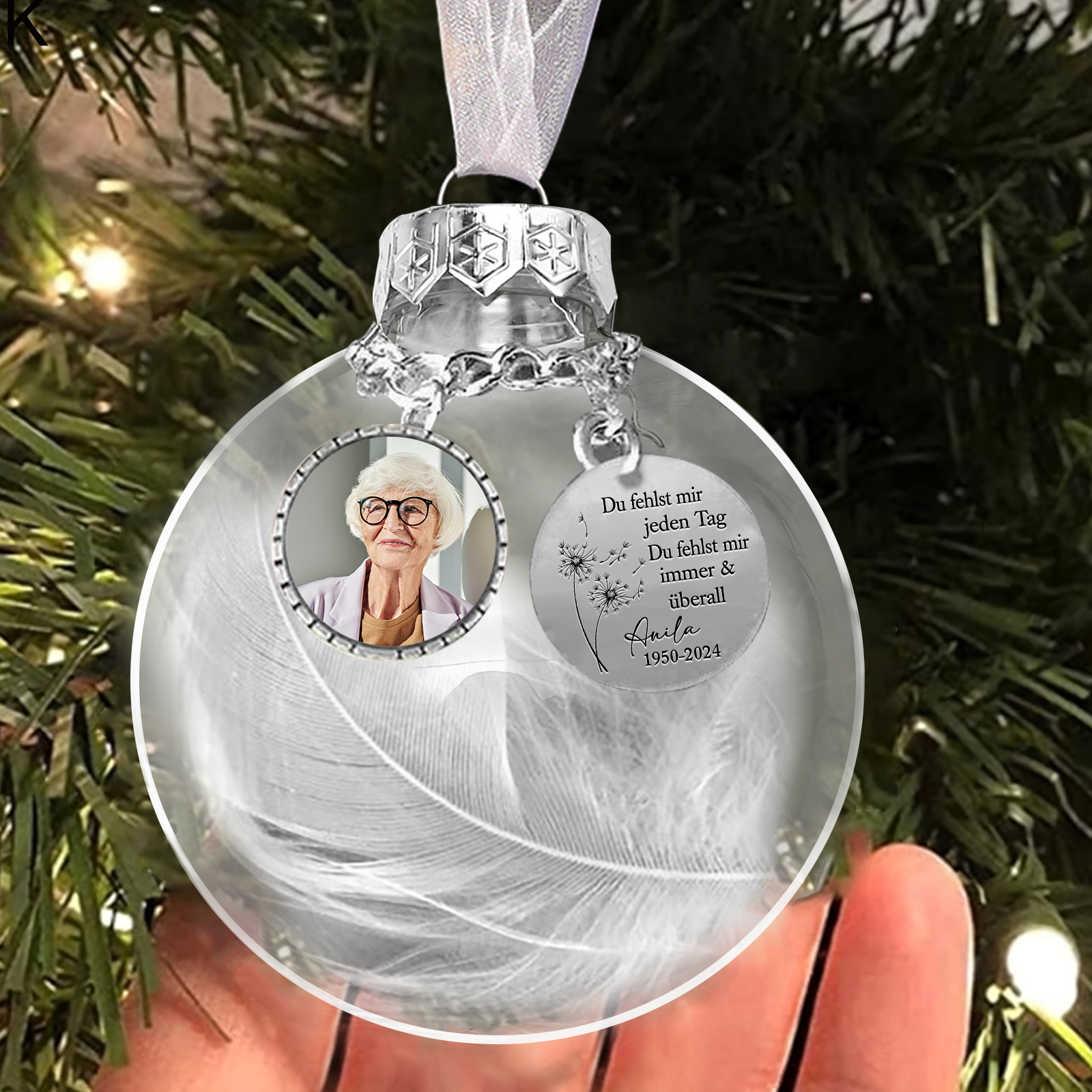 Personalisierte 2 Namen Schmetterlingsförmiger Kerzenhalter & 1 Name & Foto & Datum Ornament- An meine beste Freundin - Kerzenhalter & Weihnachts-Anhänger Geschenkbox Set für beste Freundin