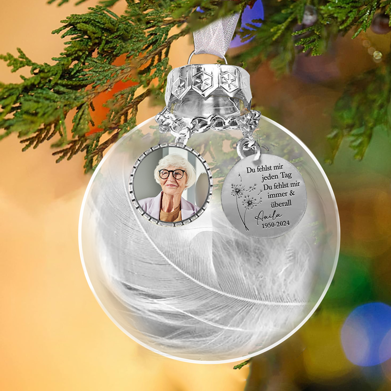 Personalisierte 2 Namen Schmetterlingsförmiger Kerzenhalter & 1 Name & Foto & Datum Ornament- An meine beste Freundin - Kerzenhalter & Weihnachts-Anhänger Geschenkbox Set für beste Freundin