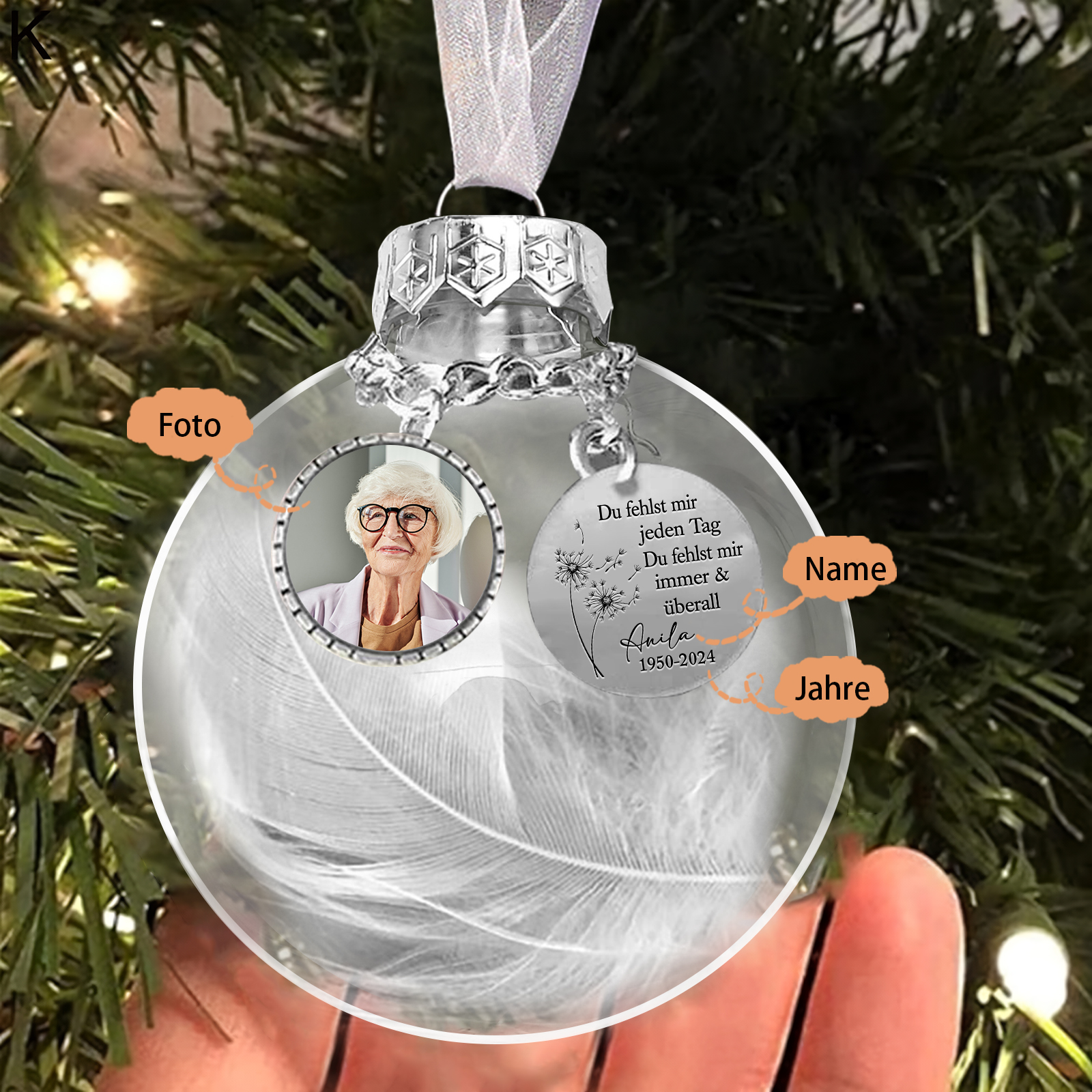 Personalisiertes Foto & Datum& Name Ornament-Du fehlst mir jeden Tag -immer& überall-Anhänger Weihnachtsgeschenkment Andenken Weihnachtskugeln