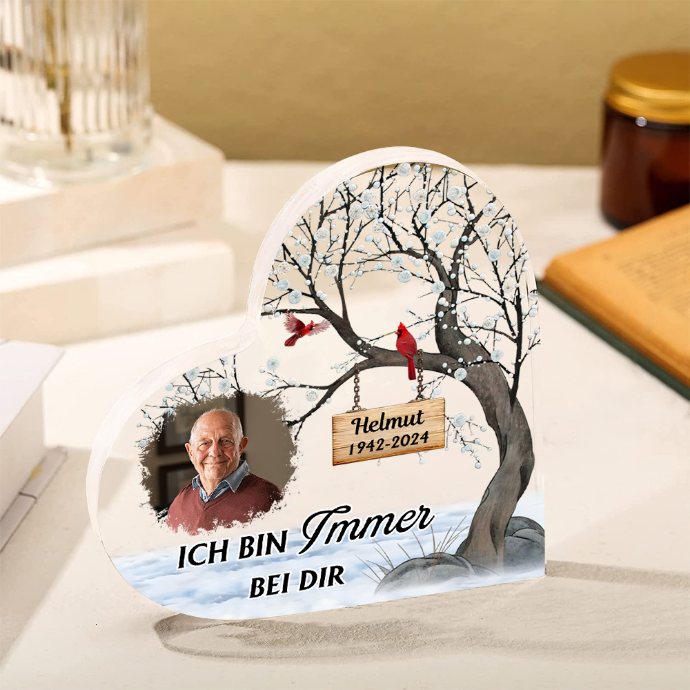 Personalisierter 1 Name & Foto & Jahr Acryl-Deko-Ich bin immer bei dir-Trauer Schreibtischdekoration