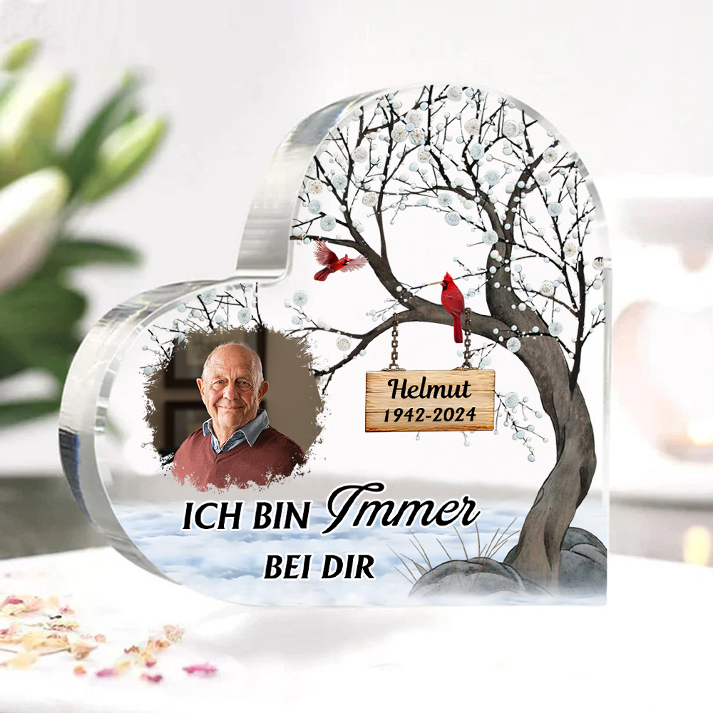 Personalisierter 1 Name & Foto & Jahr Acryl-Deko-Ich bin immer bei dir-Trauer Schreibtischdekoration