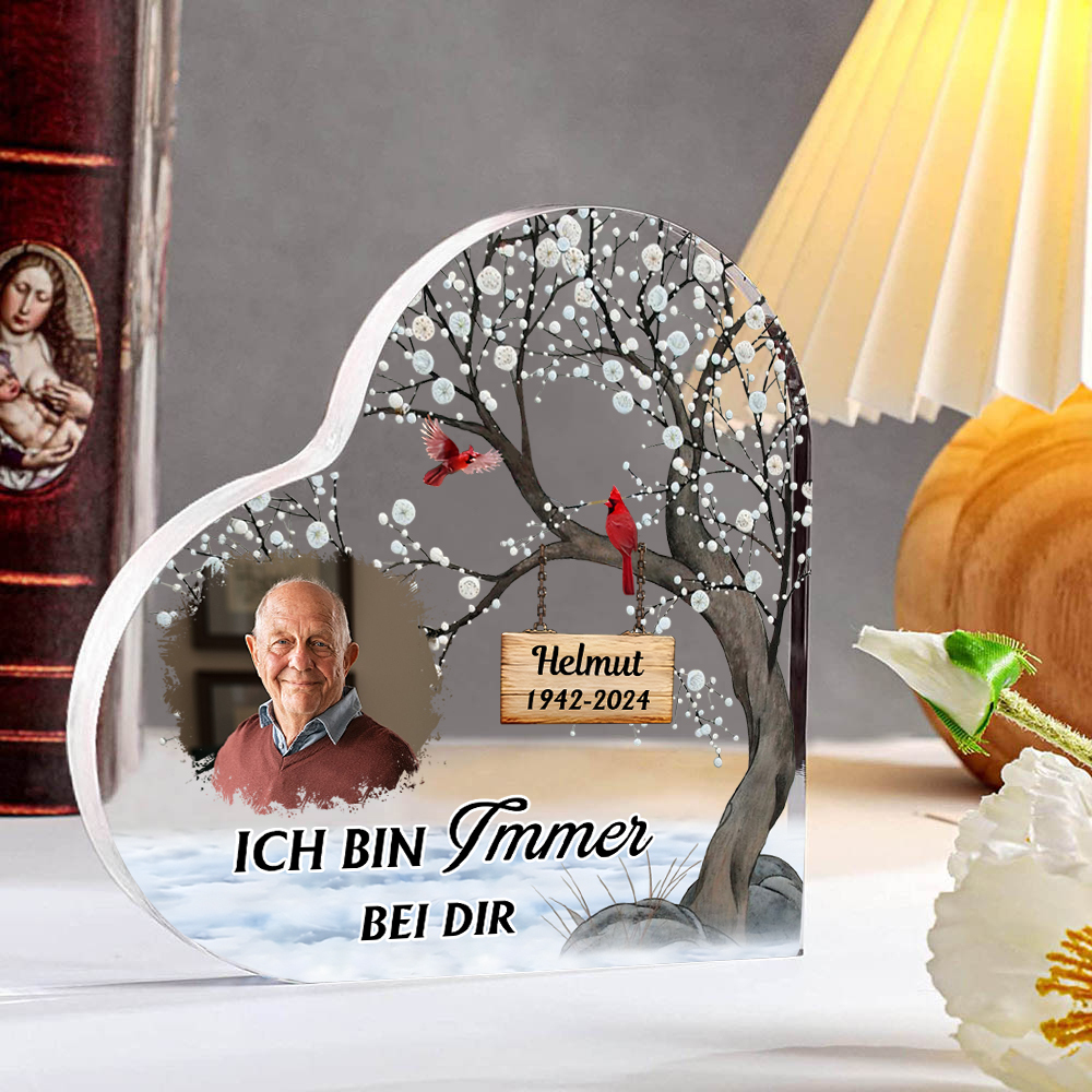 Personalisierter 1 Name & Foto & Jahr Acryl-Deko-Ich bin immer bei dir-Trauer Schreibtischdekoration