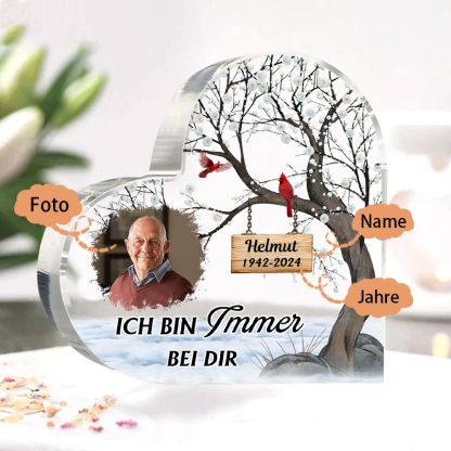 Personalisierter 1 Name & Foto & Jahr Acryl-Deko-Ich bin immer bei dir-Trauer Schreibtischdekoration