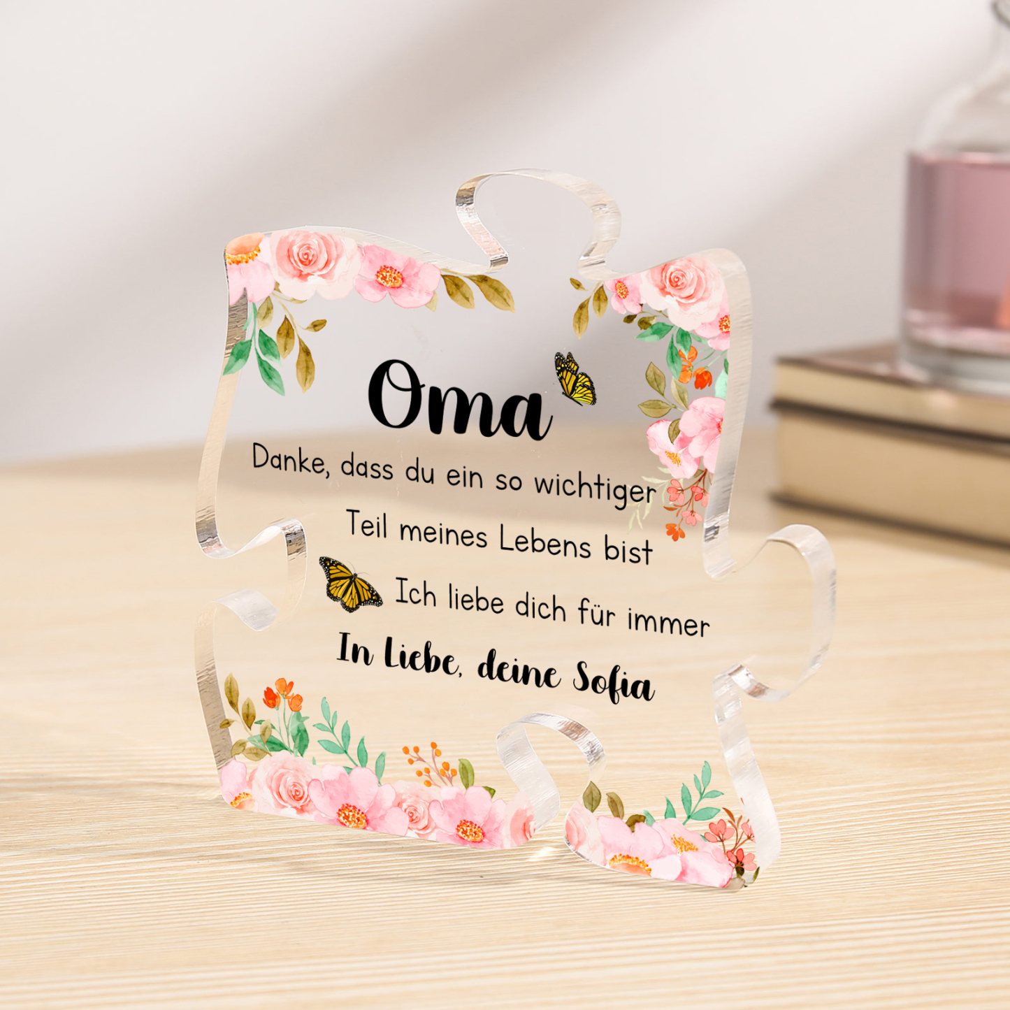 Personalisierte 2 Texte Acryl-Puzzle-Deko für Oma Großeltern