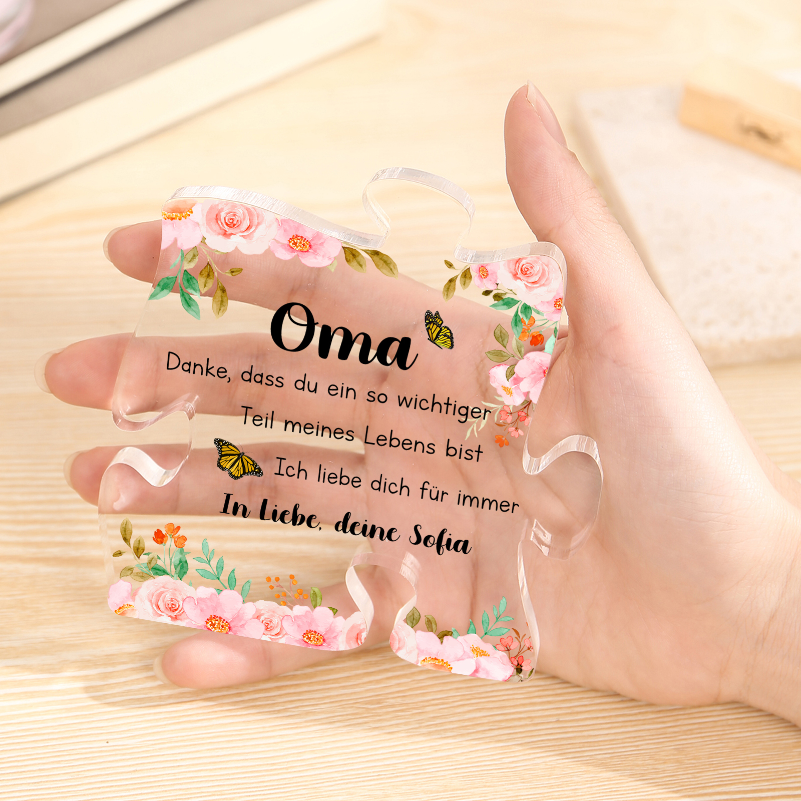 Personalisierte 2 Texte Acryl-Puzzle-Deko für Oma Großeltern