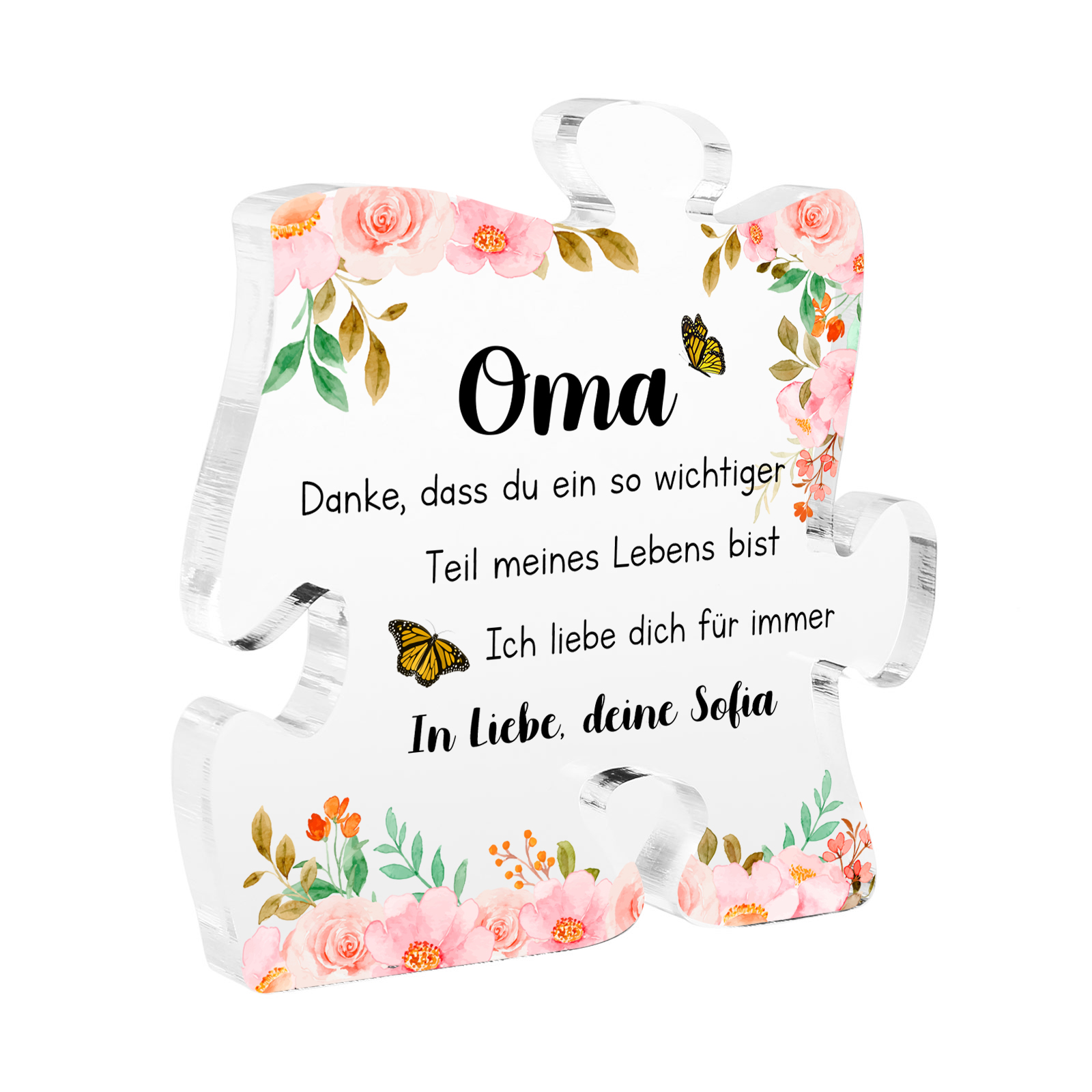 Personalisierte 2 Texte Acryl-Puzzle-Deko für Oma Großeltern