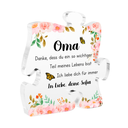 Personalisierte 2 Texte Acryl-Puzzle-Deko für Oma Großeltern