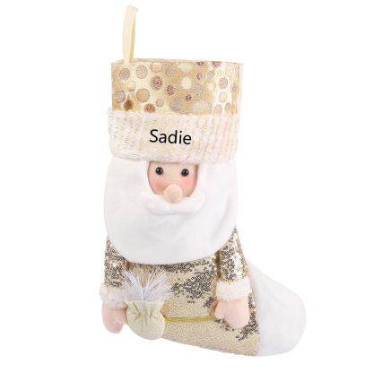 Weihnachtssocke-Personalisierter 1 Name Champagner-Farbe Polyester Kinder Süßigkeiten Weihnachtsstrumpf