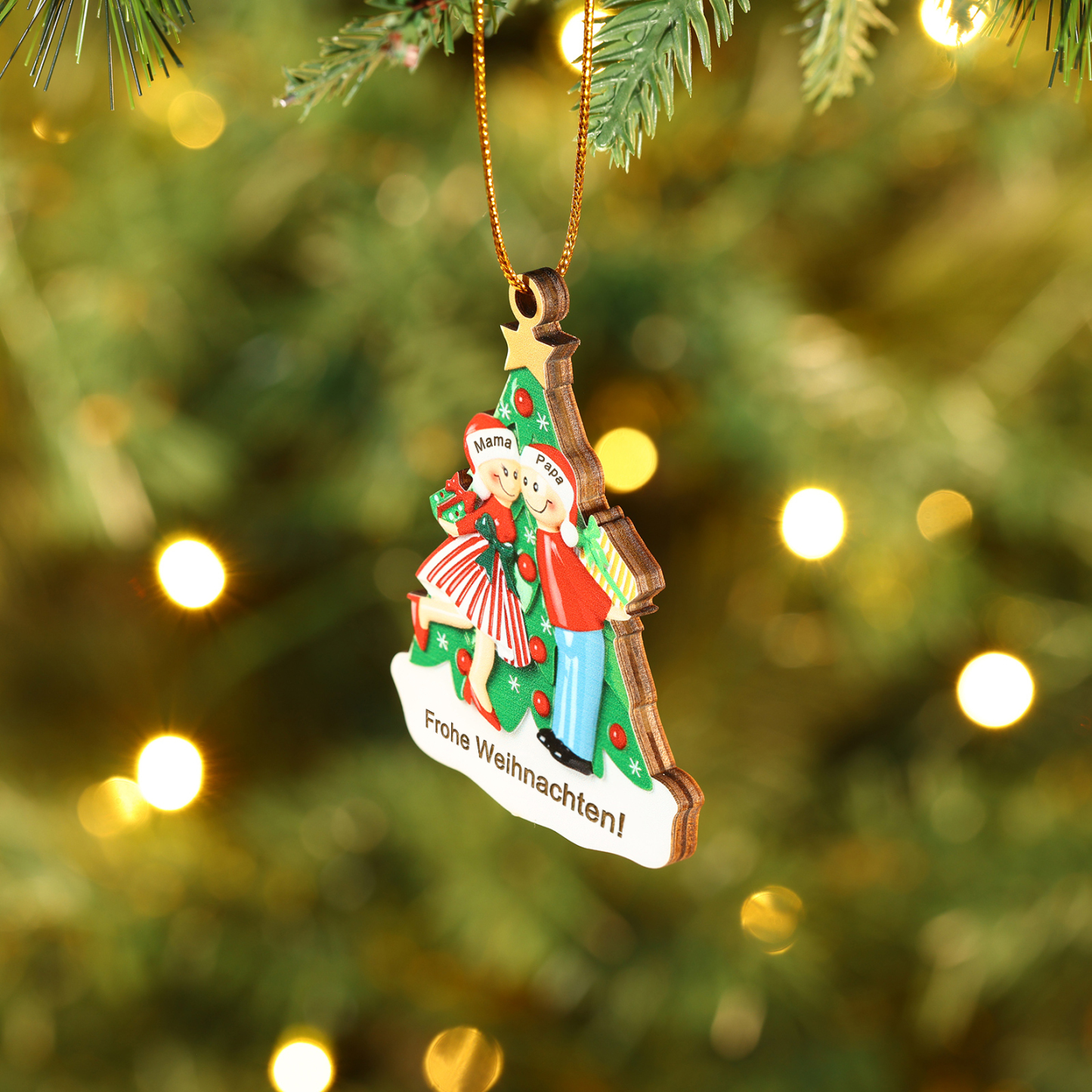 Personalisierte 2-5 Namen & Text Weihnachtsornament Weihnachtsbaum Holz-Anhänger für Familie